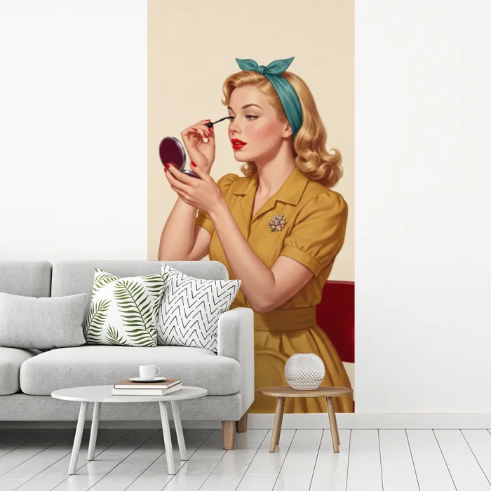 Illustratie - Mascara - Vrouw - Geel fotobehang vinyl groot -woonkamer
