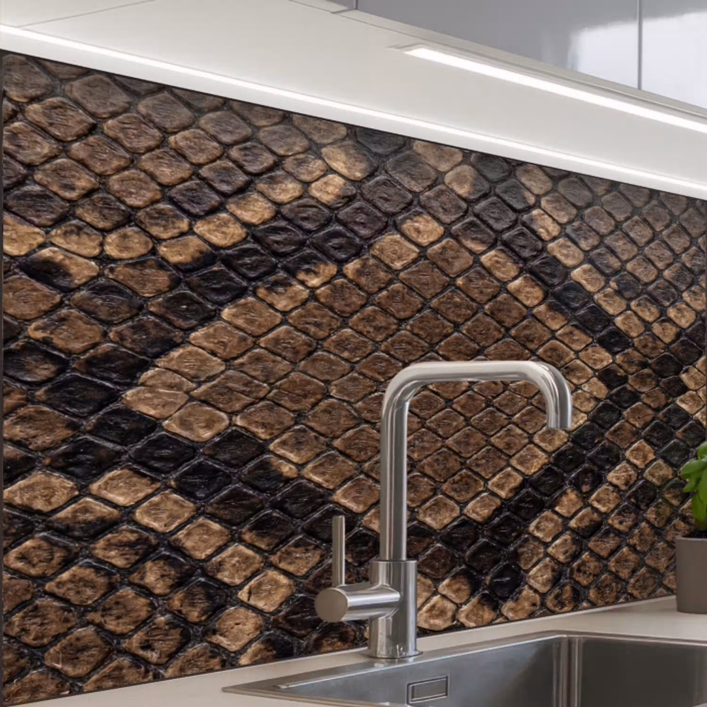 Python - Schubben - Brons keuken achterwand 2 middel -zzzz3d_schuin