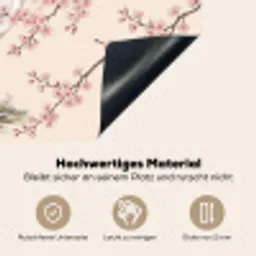 Aziatisch - Kraanvogel - Beige Inductie beschemer met haakjes klein -ky-onderkant-de