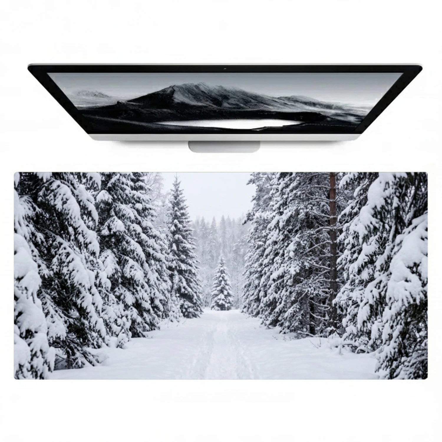 Bos - Winter - Sneeuw - Pad - Natuur Muismat XXL klein -zzz3d