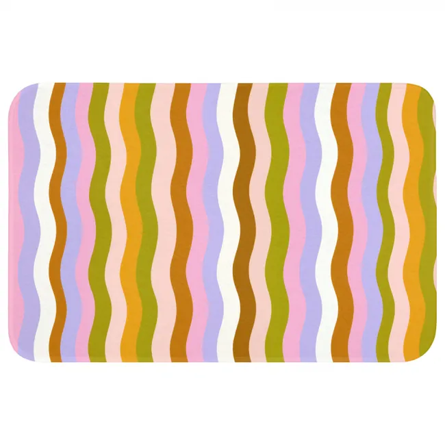 Badmat - lijnen - Golven - Pastelkleuren - Patroon