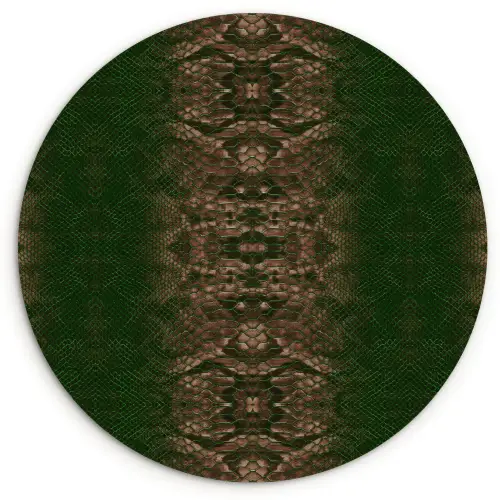 Slang - Boa - Groen - Bruin Wandcirkel plexiglas klein 852 -3d
