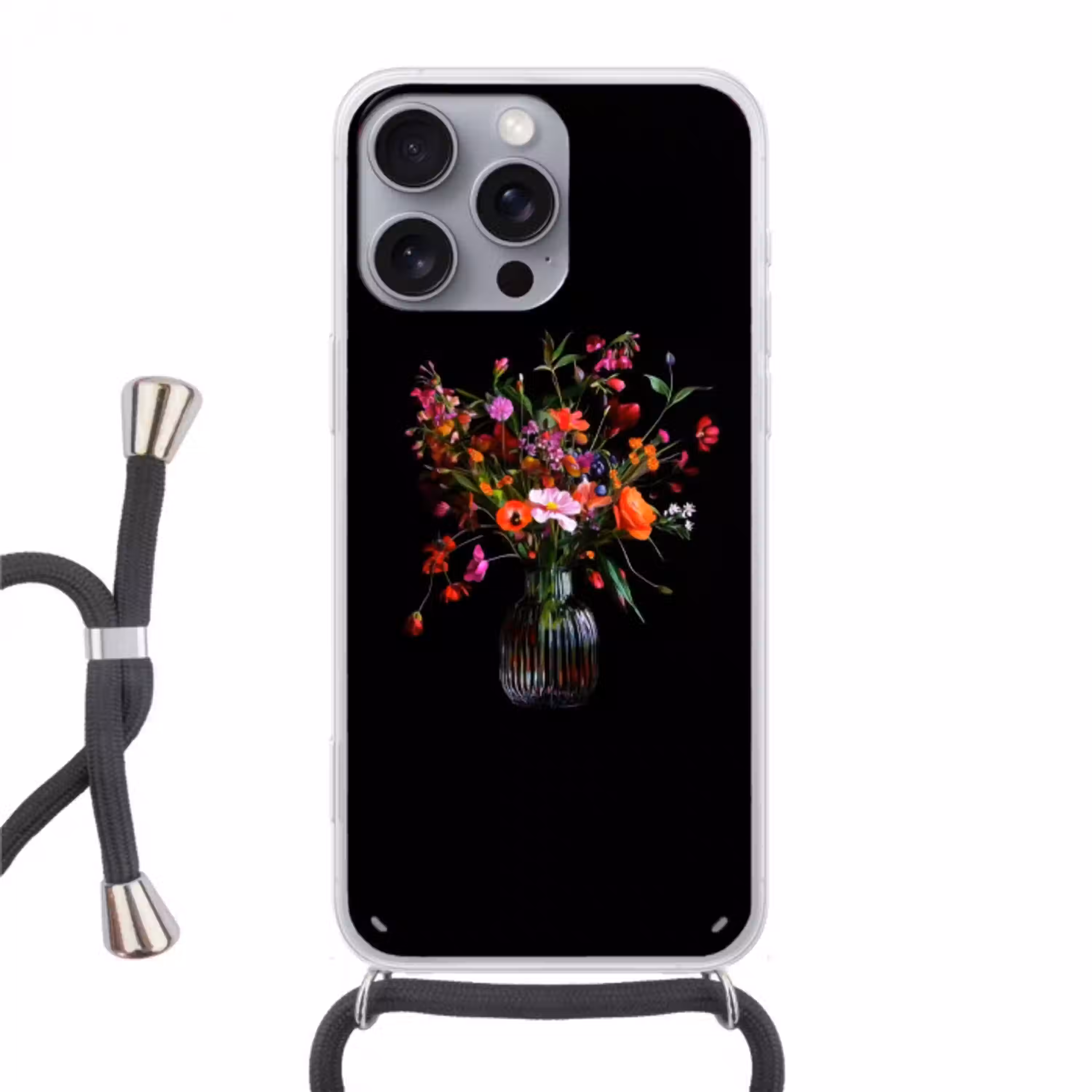 Boeket - Veldbloemen - Vaas Hoesje iPhone 16 Pro Max met koord klein -3d