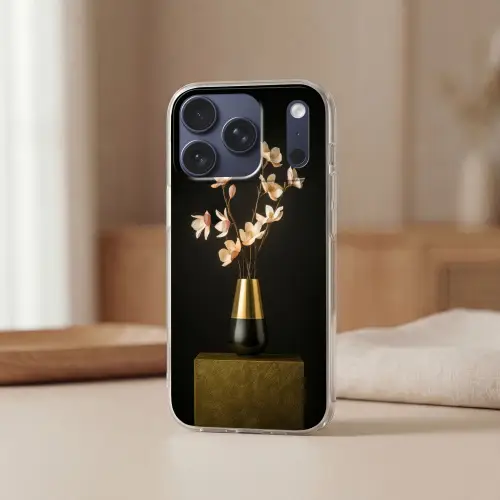 Sierlijk - Boeket - Goud - Vaas Telefoonhoesje iPhone 17 Pro klein -sfeer2