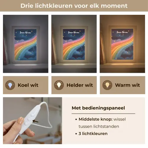 Regenboog - Sterrenhemel - Kleurrijk Light Box met kabel (Kinderlampje) klein -USP_lichtkleurNL