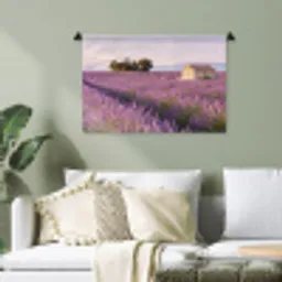 Lavendel - Landschap - Sereen - Paars Wandkleed katoen klein -sfeer7
