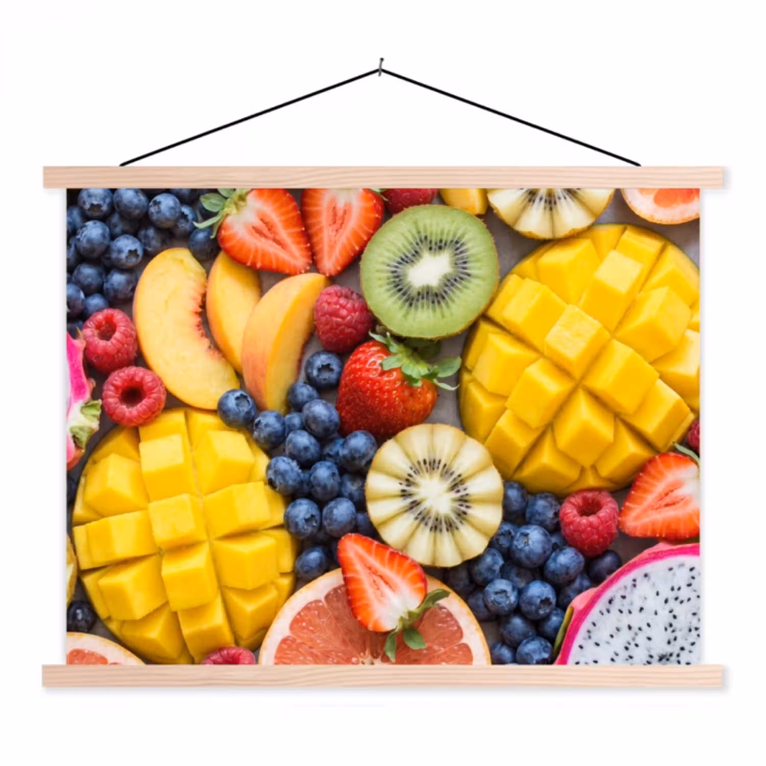 Fruit - Versneden - Kleurrijk - Eten - Gezond textielposter latten blank klein -3d