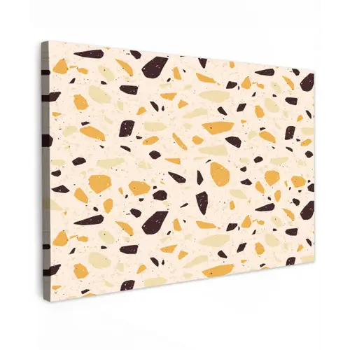 Terrazzo -  Patroon - Geel - Tuinposter op houten frame 2 cm dik klein 845 -3d