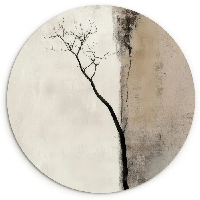 Wabi sabi - Plant - Beige Wandcirkel kunststof plaat 5mm dik klein -3d