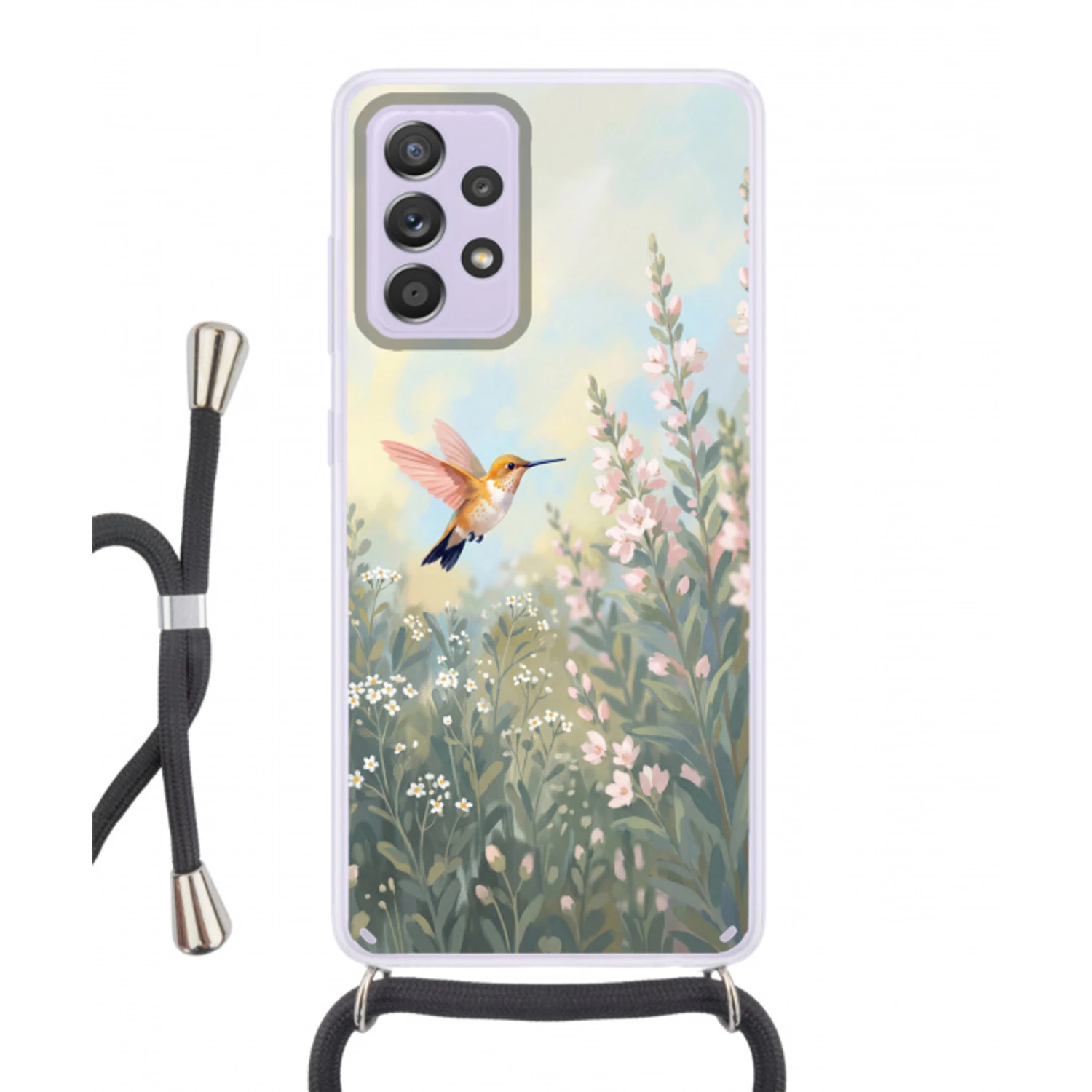 Kolibrie - Illustratie - Kleurrijk Hoesje Samsung Galaxy A52 5G met koord klein -3d