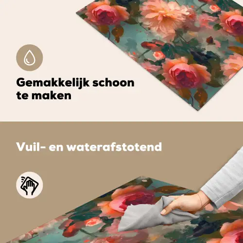 Roze - Patroon - Bloemen Inductie beschemer met haakjes klein 777 -ky-schoon-nl