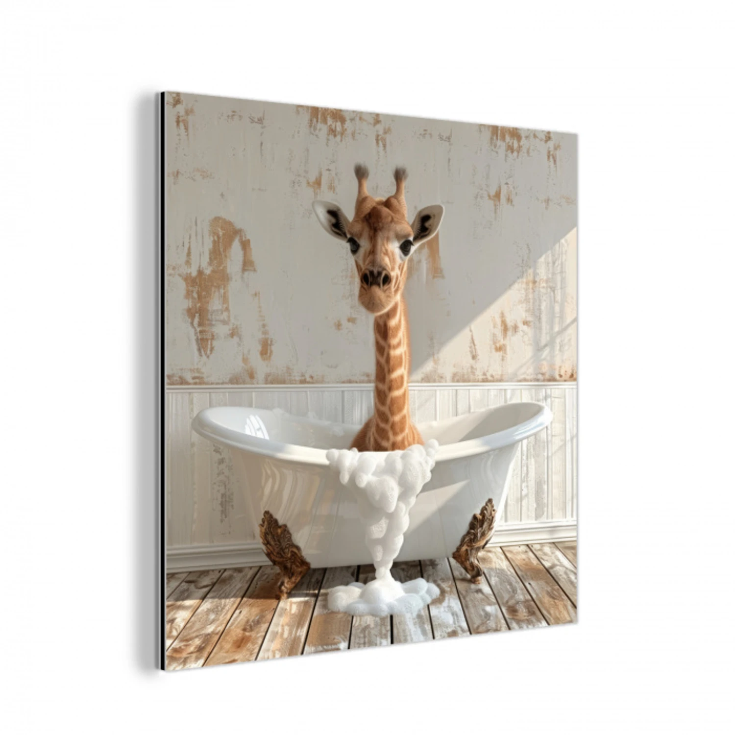 Giraf - Badkuip - Vintage - Dieren aluminium wit klein -3d