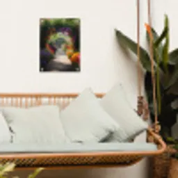 Doorkijk - Pad - Bloemen - Struik - Kleurrijk tuinposter los doek klein -sfeer7