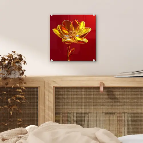 Bloem - Goud - Glazen plexiglas 5mm klein -sfeer4
