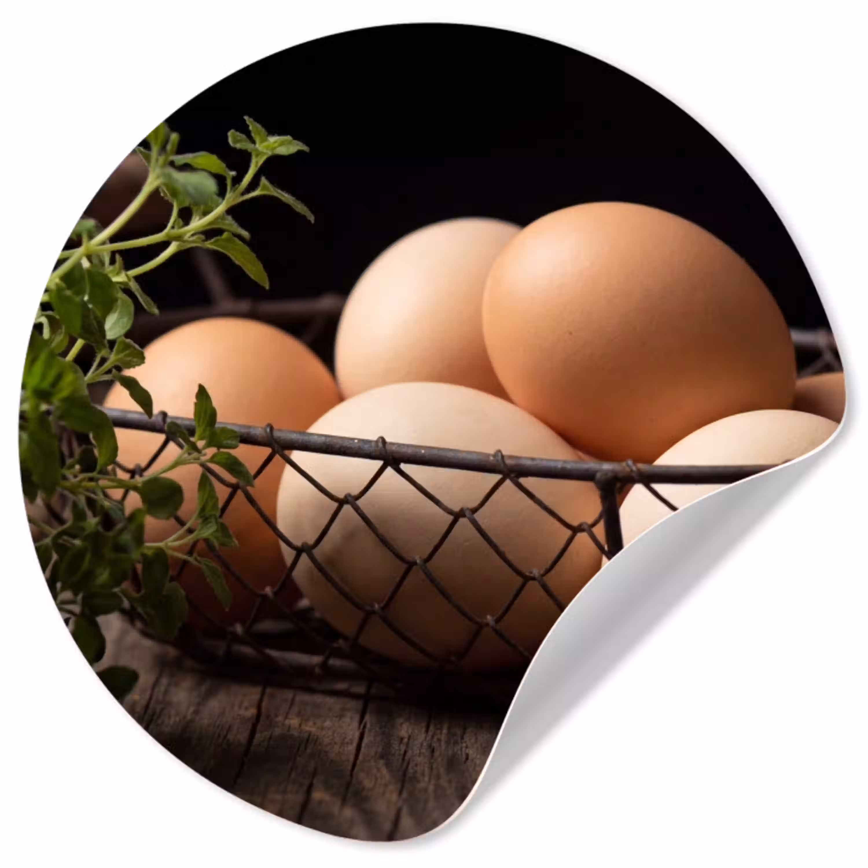 Eieren - Mand - Eten Wandcirkel behangsticker klein -3d