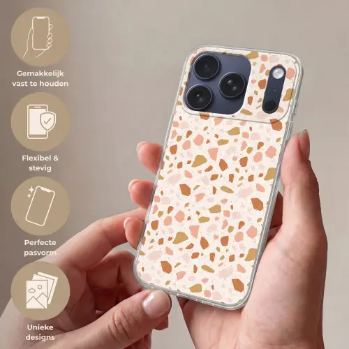 Terrazzo -  Patroon - Kleurrijk - Zalm Telefoonhoesje iPhone 17 Pro klein 878 -sfeer3_NL