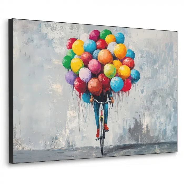Balonnen - Street art - Vintage Textielframe zwart klein -3d