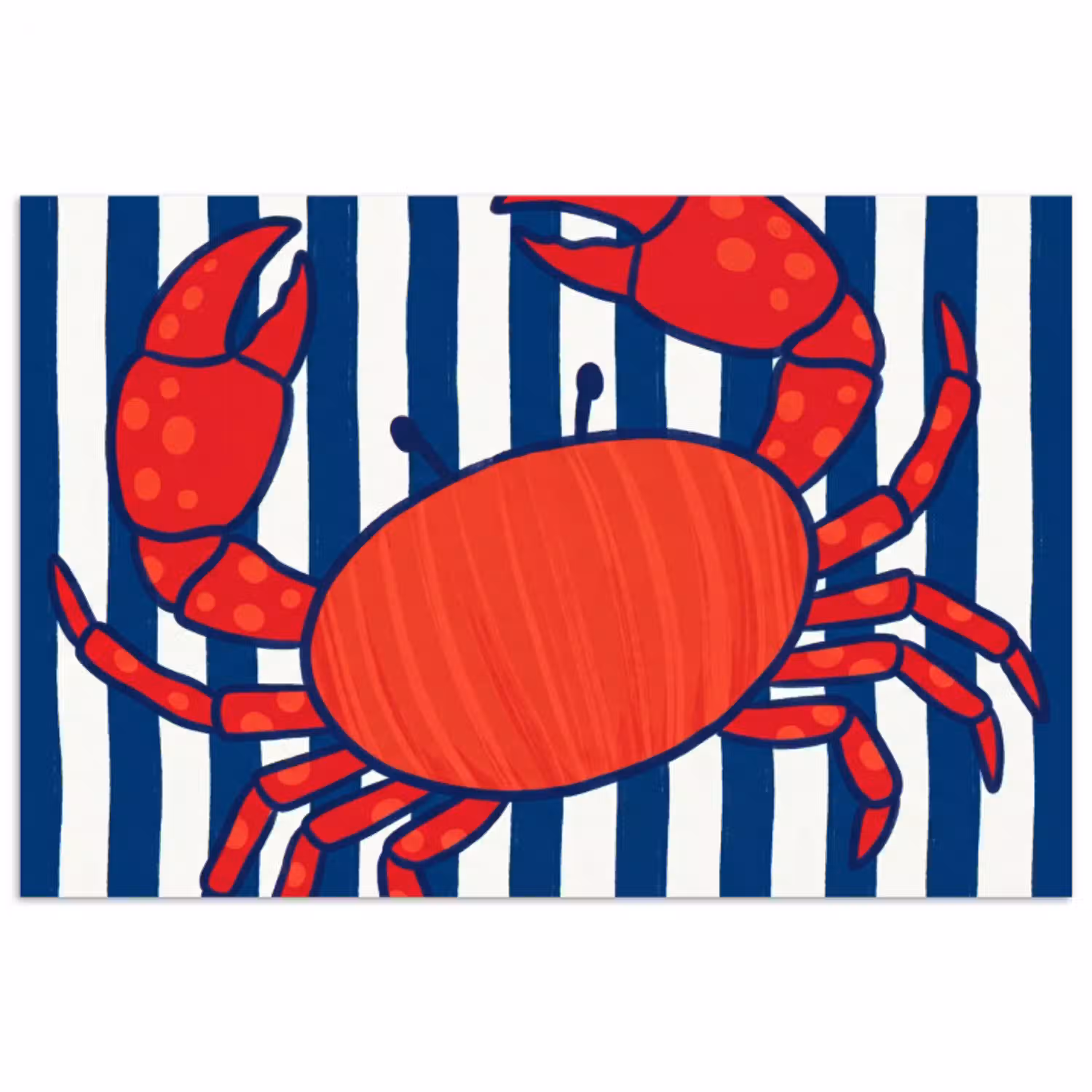 Krab - Strepen - Zeeleven - Illustratie - Rood poster papier klein -3d