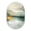 Groen - Modern - Abstract - Goud Wandcirkel Ovaal Forex klein -3d