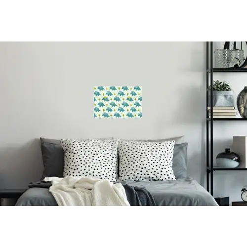 Triceratop - Blauw - Stippen - Boompjes Muursticker klein -slaapkamer