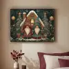Kerst - Gnomen - Peperkoekhuisje - Rood - Groen Textielframe zwart klein -sfeer1