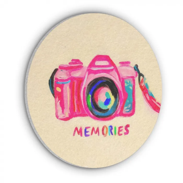 Camera - Memories - Roze - Geschilderd Akoestische PET Vilt - Rond klein -3d