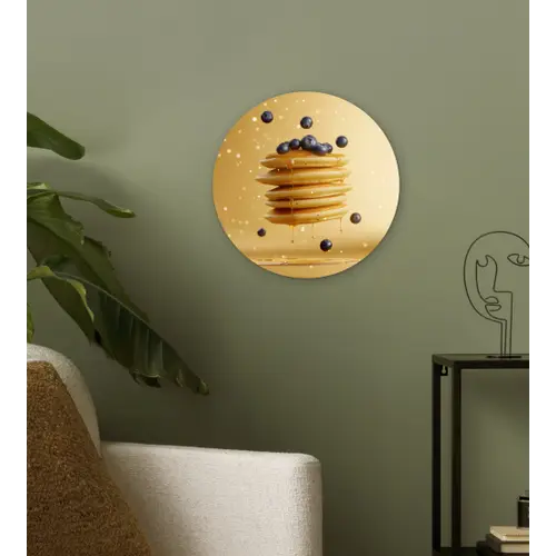 Pannenkoeken - Eten - Honing - Geel Wandcirkel plexiglas klein -sfeer3