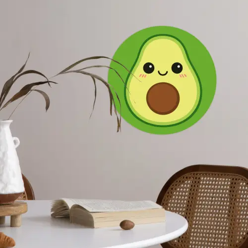 Avocado - Groen - Speels Wandcirkel behangsticker klein -sfeer3