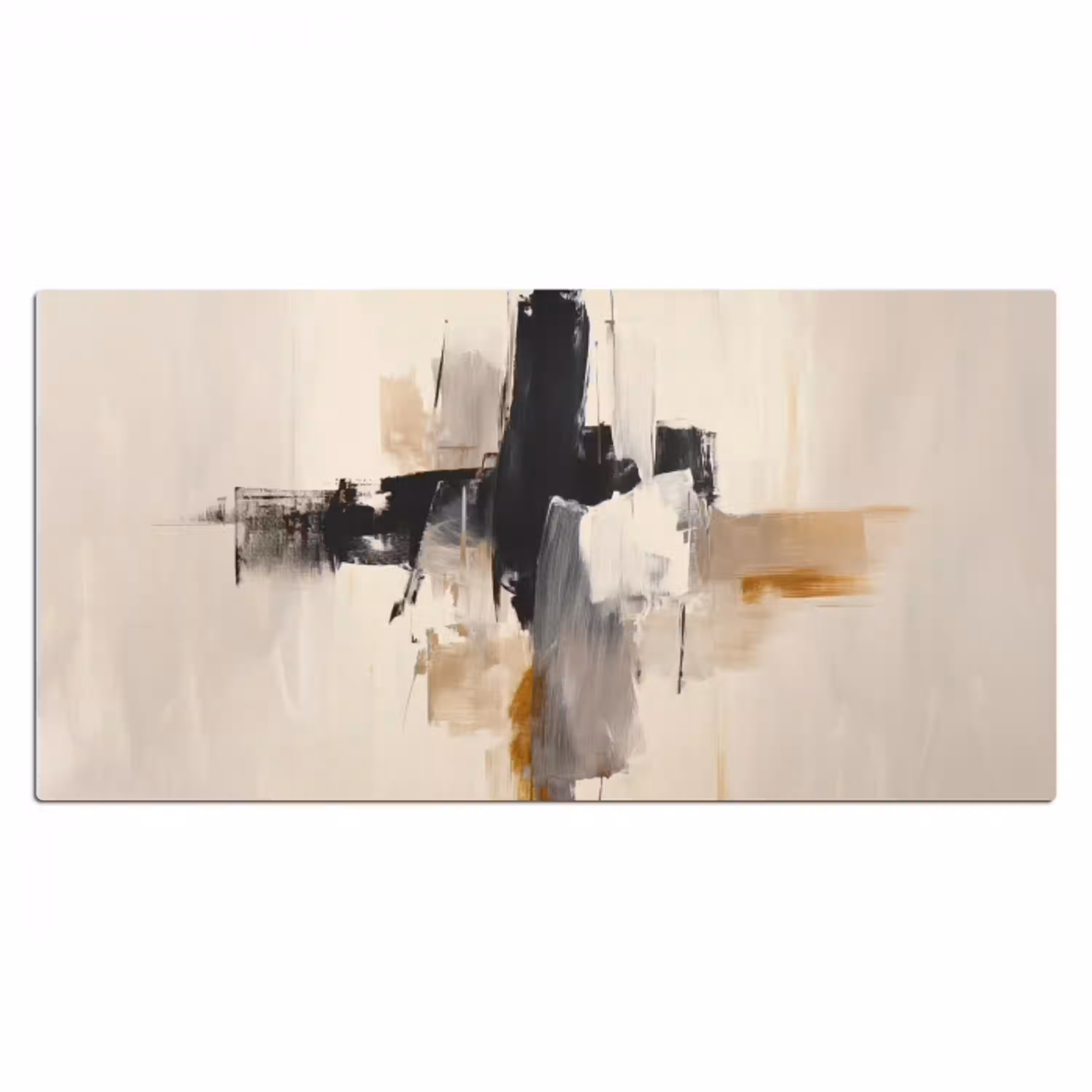 Penseelstreken - Ruw - Abstract - Beige Muismat XXL klein -3d_leeg