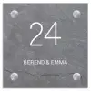 Grijze natuursteen - Klassiek Naambord Vierkant klein -3d