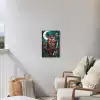 Uil - Mozaïek - Maan - Nacht Tuinposter op houten frame 2 cm dik klein -sfeer1