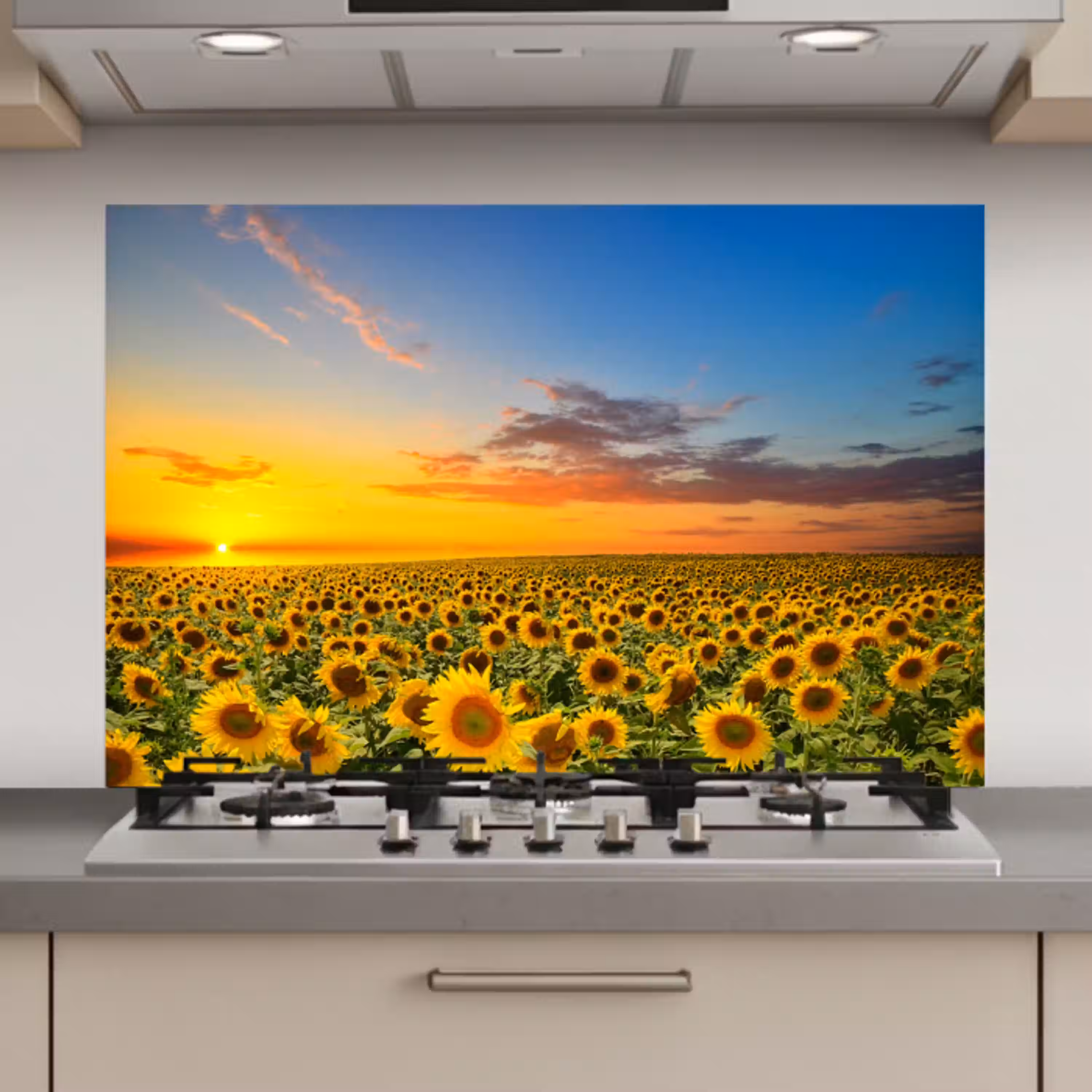 Bloemen - Zonnebloem - Zonsondergang - Nacht - Oranje keuken achterwand spatscherm klein -3d_website