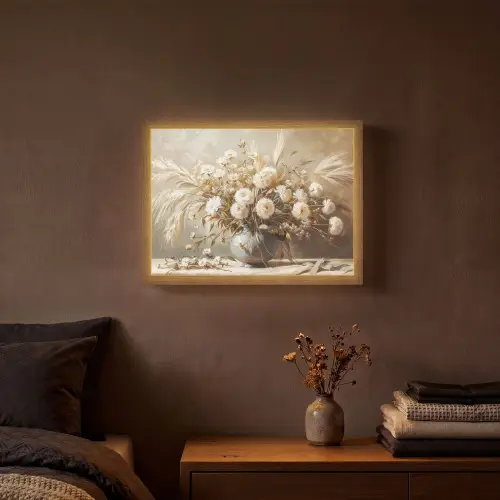Bloemen - Vaas - Stilleven - Beige Light Box met batterij (Wandlamp) middel -sfeer4
