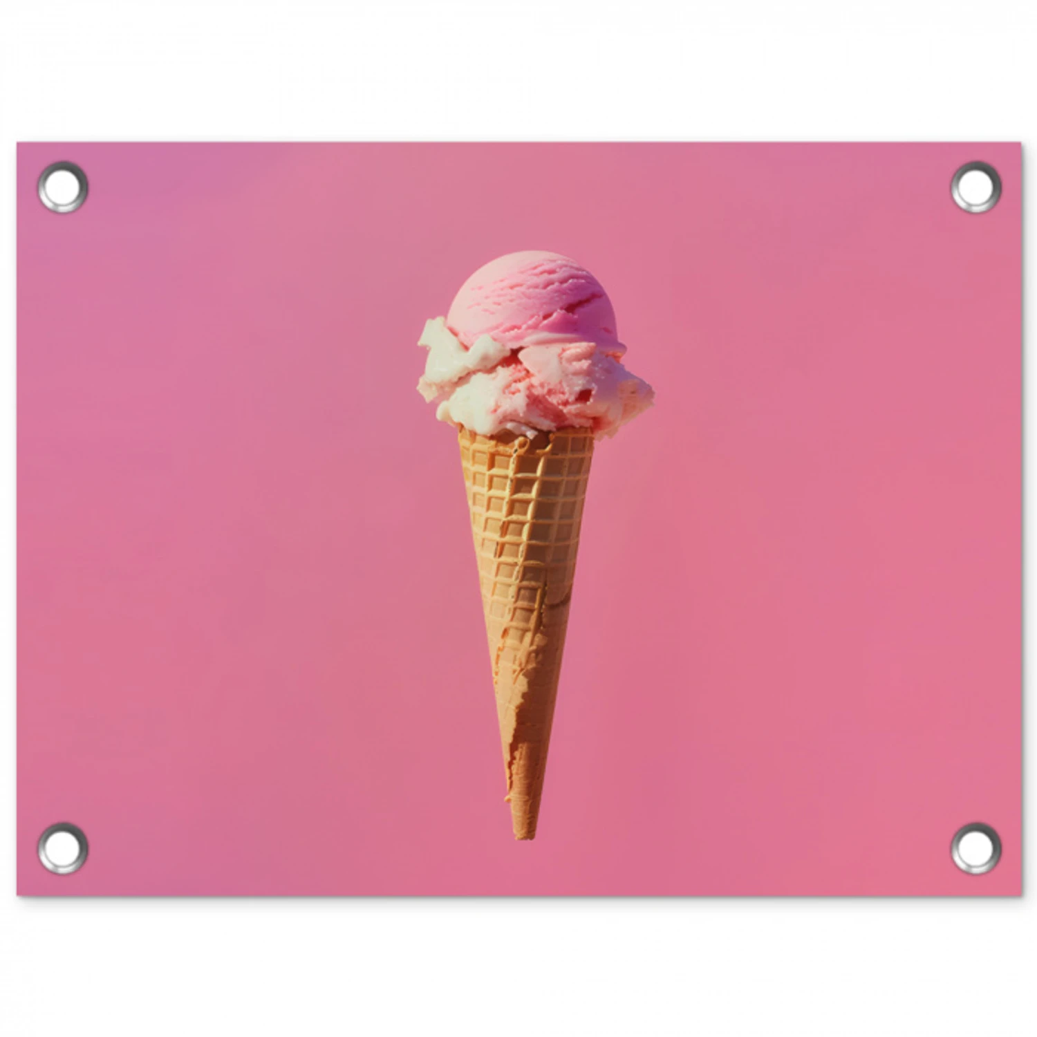 Hoorntje - Schepijs - Roze tuinposter los doek klein -3d