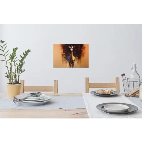 Giraf - Bruin - Abstract - Geschilderd Muursticker klein -eettafel
