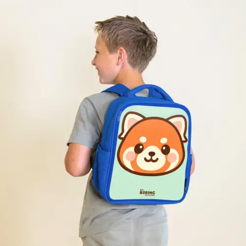 Kawai - Rode panda - Groen Kinderrugzak - Blauw middel -sfeer2