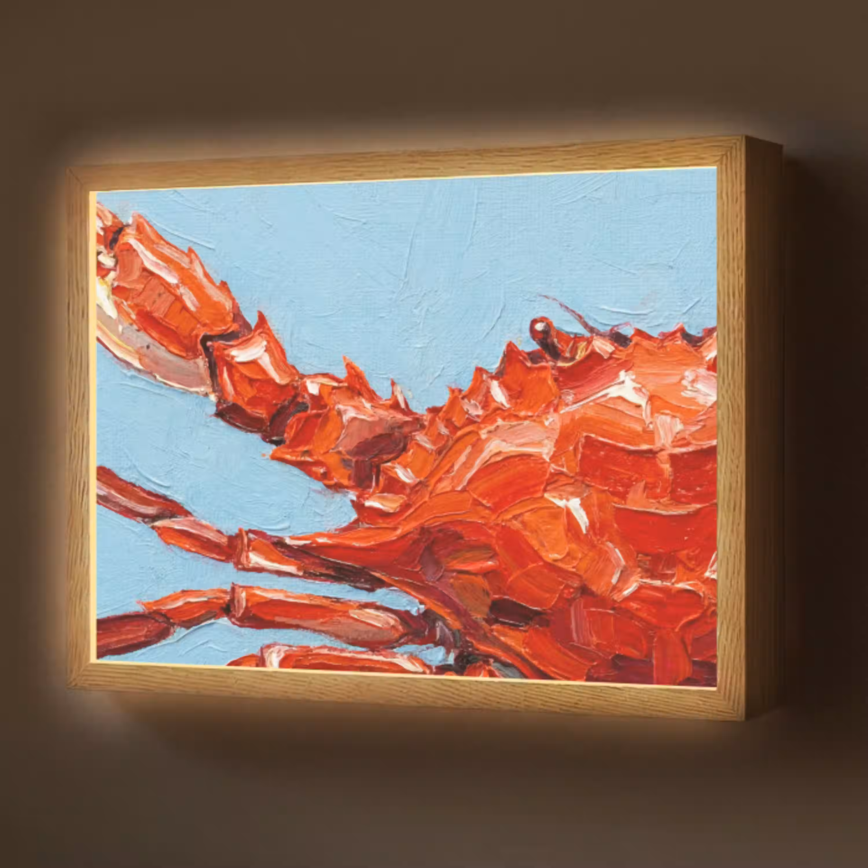 Krab - Zee - Dieren - Abstract - Rood Light Box met batterij (Wandlamp) middel -z3d_website