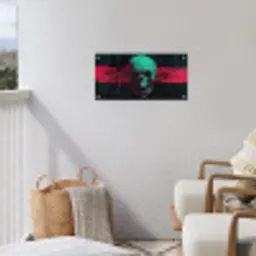 Schedel - Cyberpunk - Neon Rood tuinposter los doek klein -sfeer8