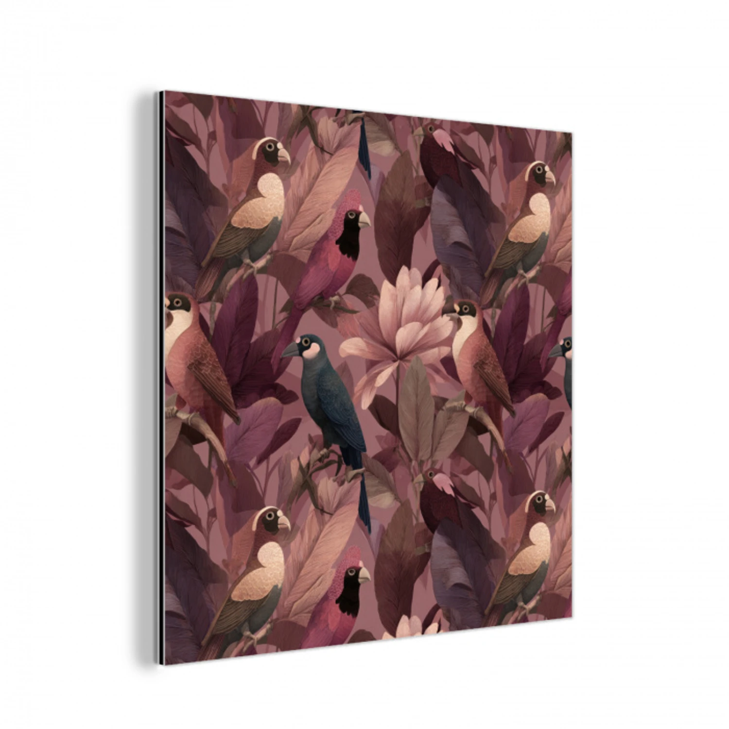 Vogels - Bladeren - Roze aluminium wit klein 46 -3d