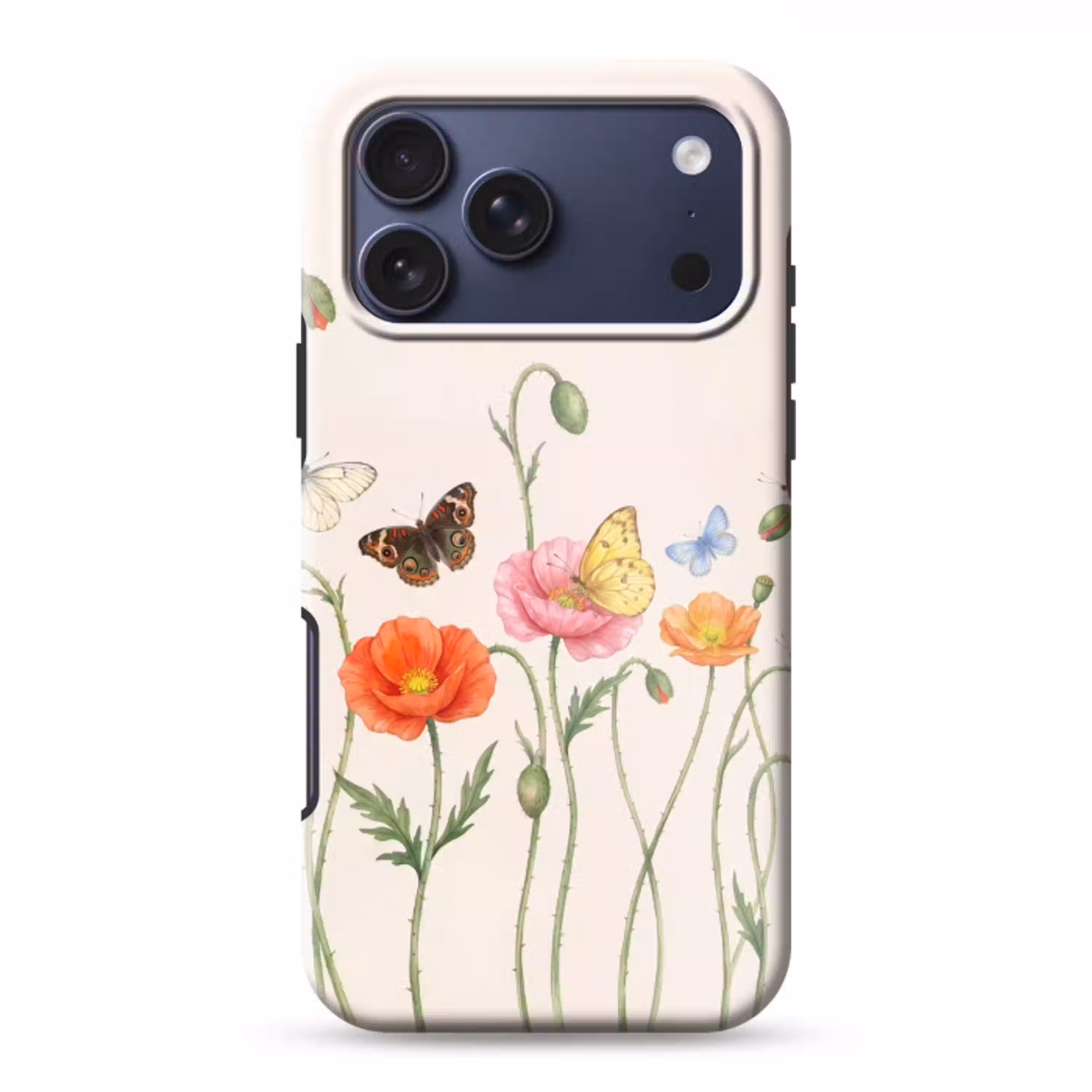 Vlinders - Klaprozen - Illustratie - Kleurrijk Toughcase MagSafe Apple iPhone 17 Pro Max klein -3d