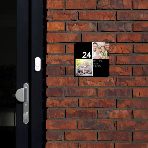 Familieportret strak zwart - Klassiek Naambord Vierkant klein -sfeer1-XS