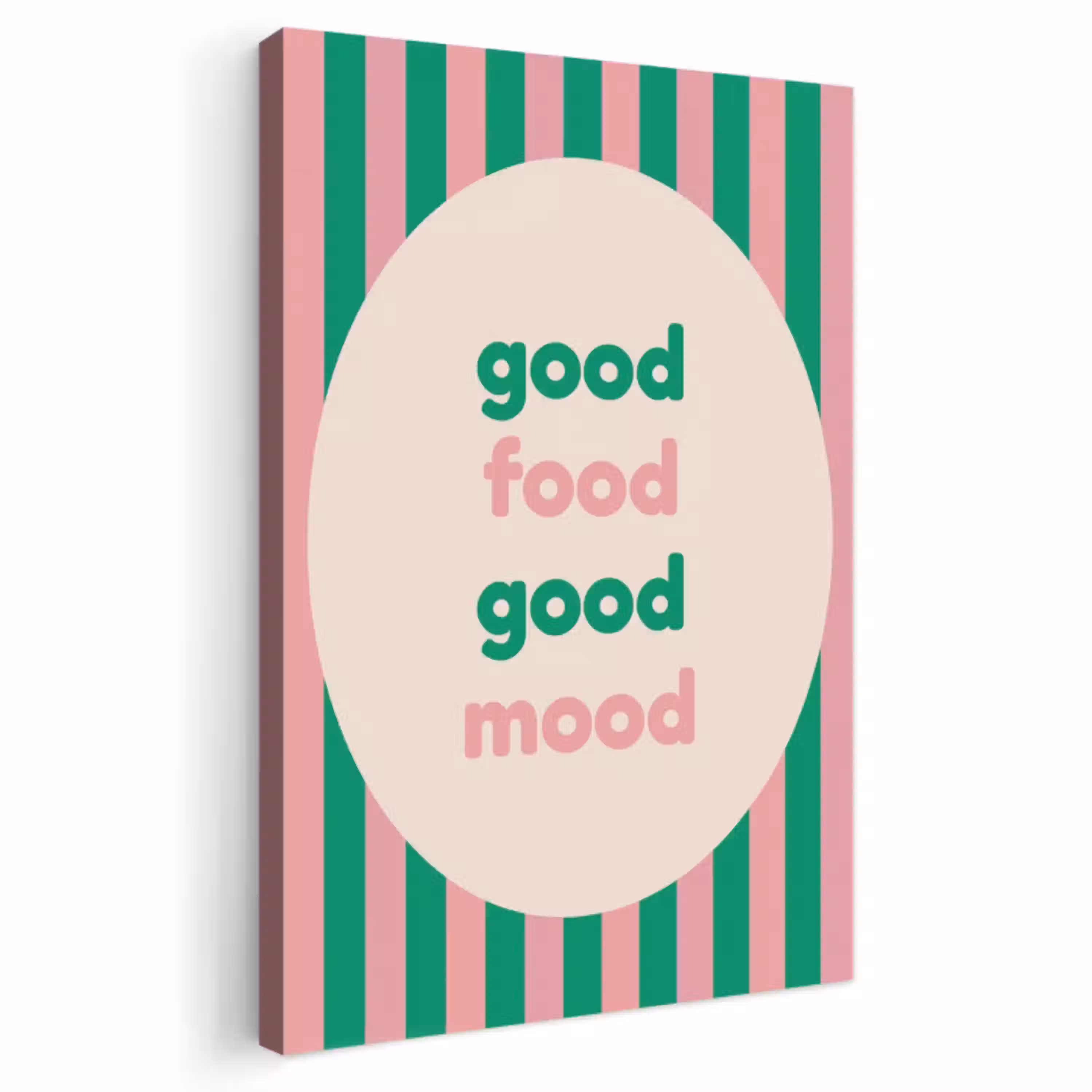 Gestreept - Quote - Ovaal - Roze canvas 2cm klein -3d