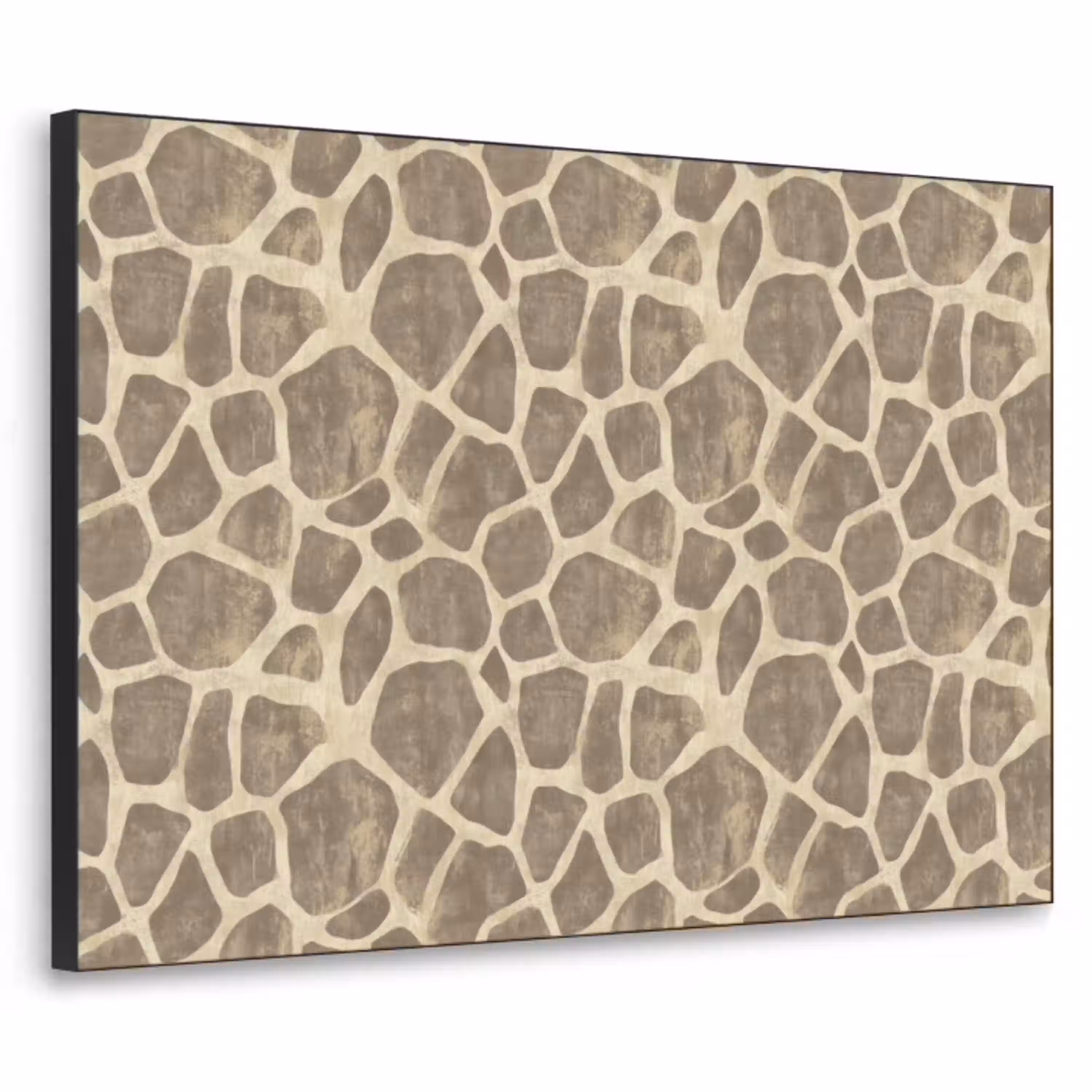 Giraf - Patroon - Beige - Bruin Textielframe zwart klein 947 -3d