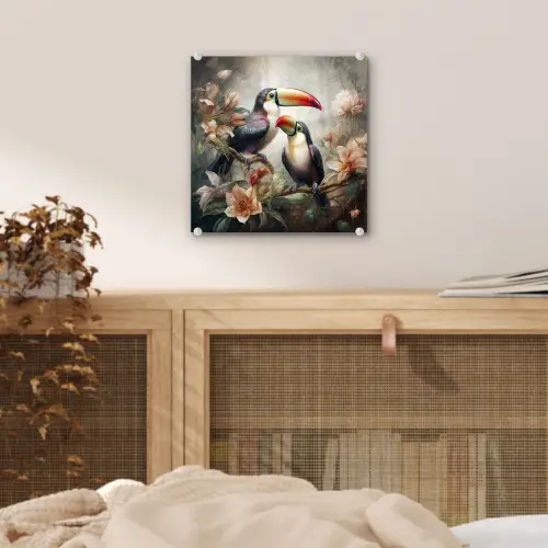 Toekan - Vogels - Bloemen - Jungle plexiglas 5mm klein -sfeer4