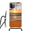 Strand - Zonsondergang - Zee - Wolken - Horizon Hoesje iPhone 12 Pro met koord klein -3d