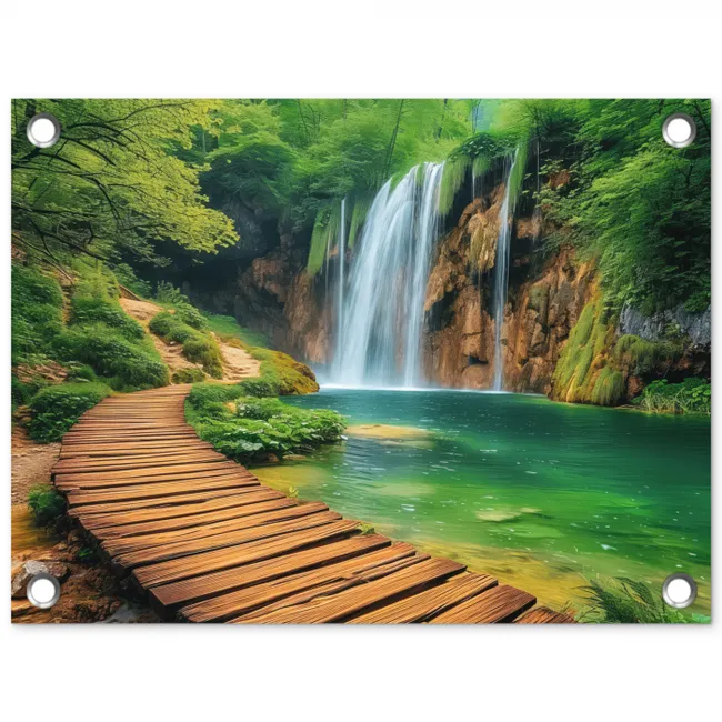 Boswaterval met Houten Pad tuinposter los doek klein -3d