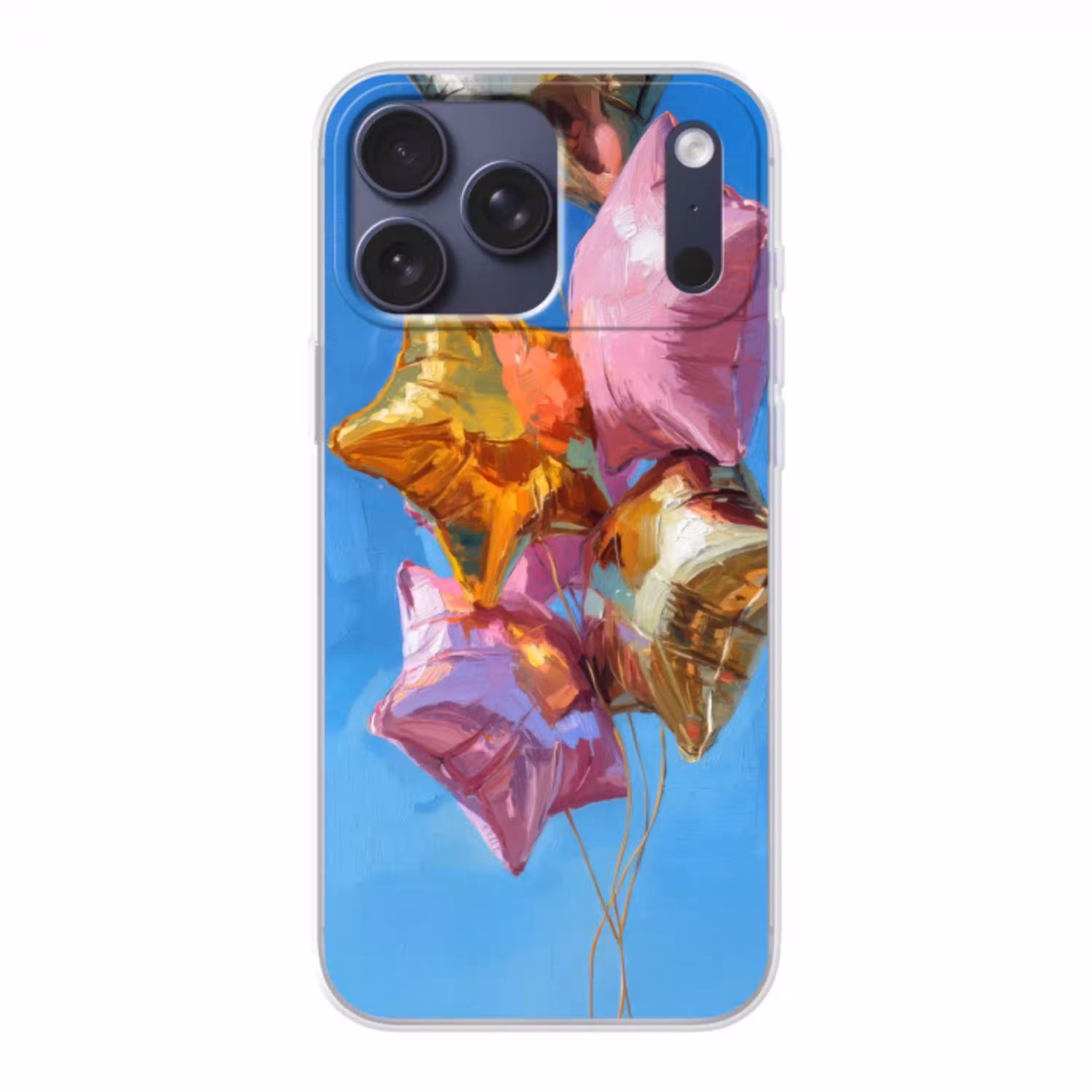 Ballonnen - Goud - Stervorm - Roze Telefoonhoesje iPhone 17 Pro Max klein -3d