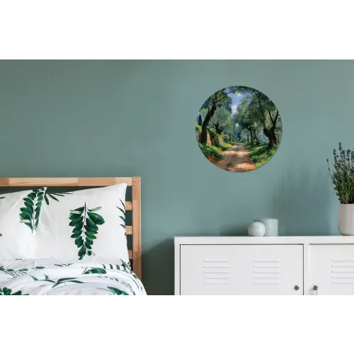 Pad - Bomen - Schaduw - Wandcirkel aluminium klein -slaapkamer