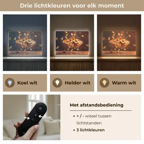 Appel - Taart - Warm - Eten Light Box met batterij (Wandlamp) middel -USP_lichtkleurNL