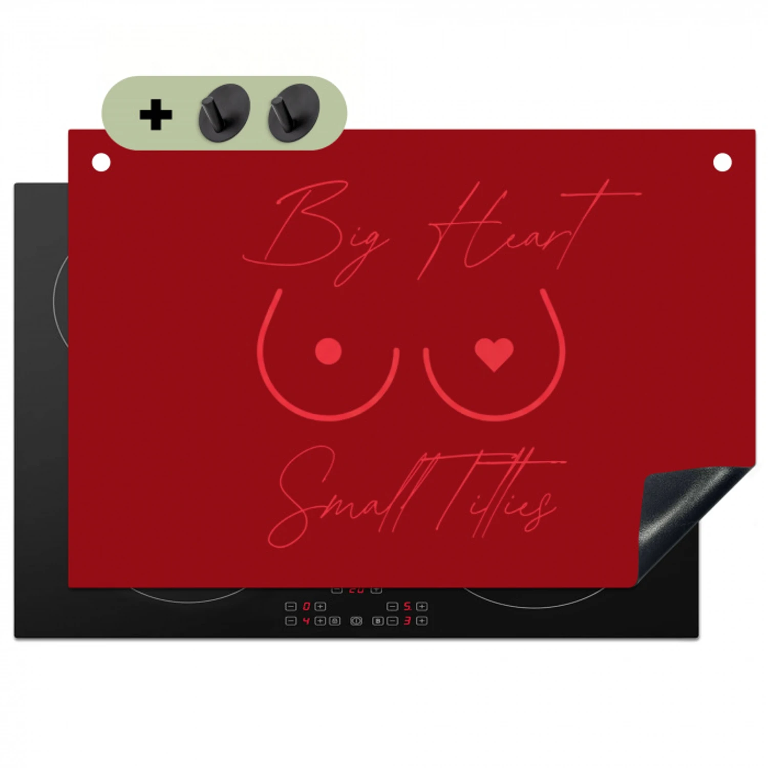 big heart small titties - Hart - Rood Inductie beschemer met haakjes klein -3d